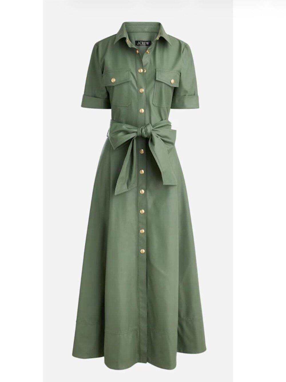 J Crew Collection tie-waist shirt-dress in faux leather - Size 16